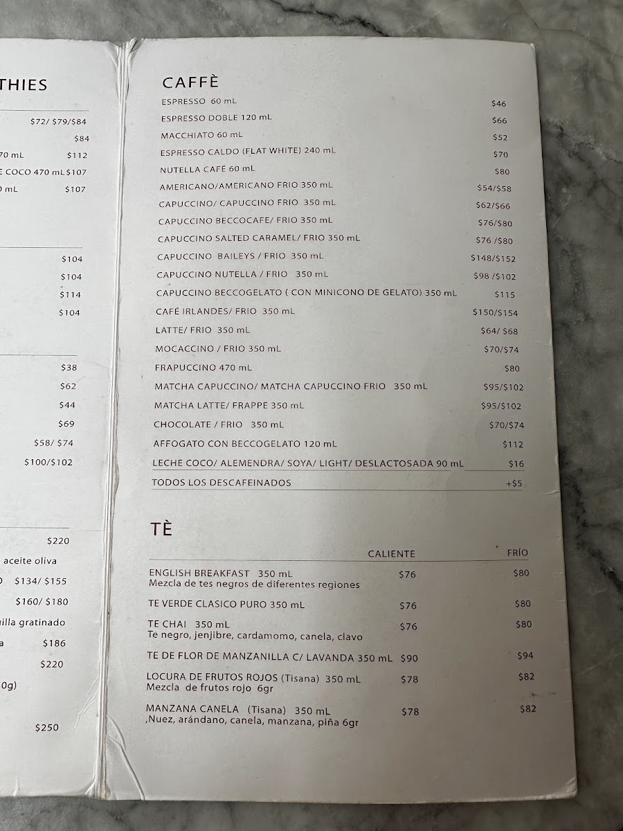 Becco Café Menu - Image 3